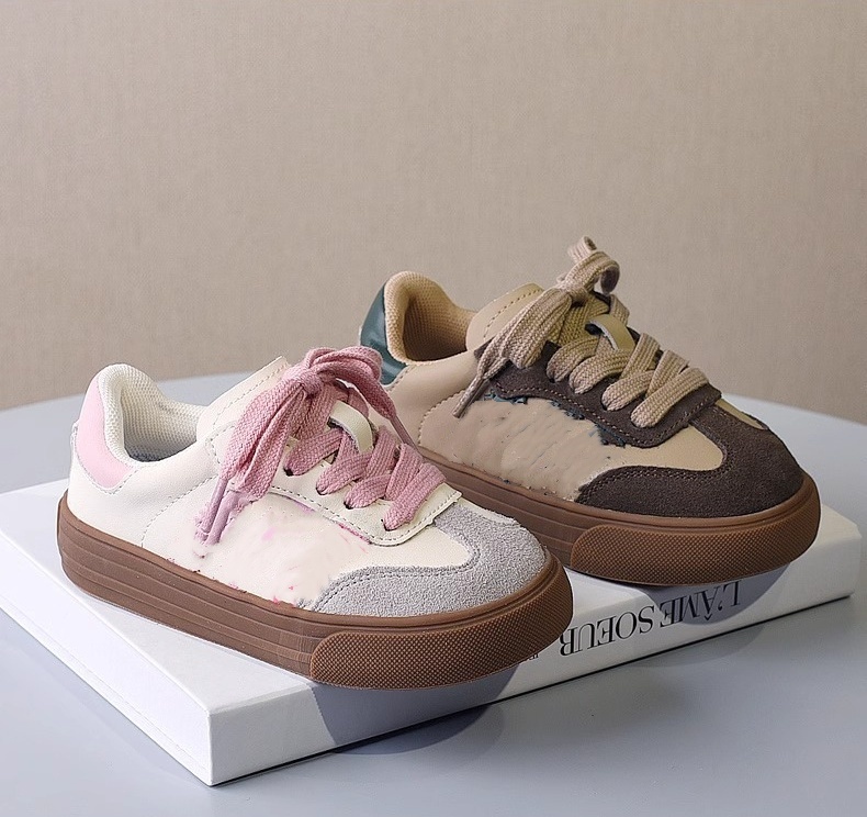 Big Kids Retro Casual Sneakers school shoes for Unisex Children Fashion Color Block Lace Up Shoes outdoor soft sol for Boys Girls Free Shipping size 2