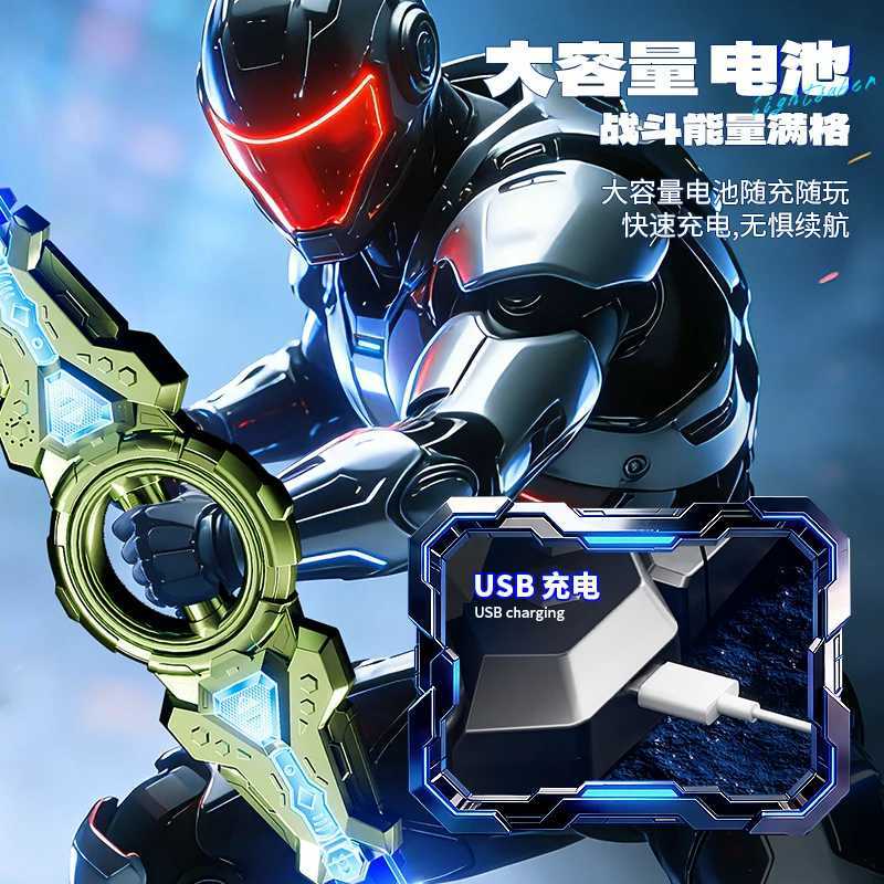 Fire spinning sword double-edged light sword childrens toy sword boys double headed telescopic bearing rotating knife lum C260408