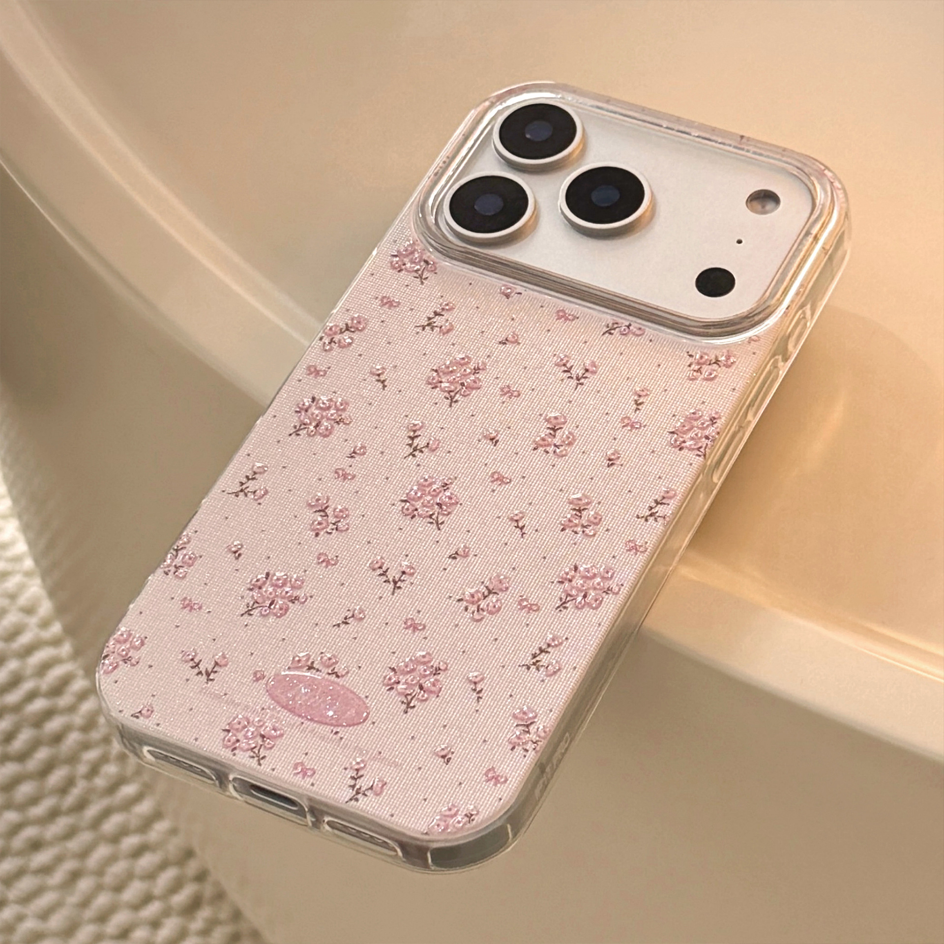 Spring Floral Glitter Case for iPhone 17 Pro Max 16 Shockproof Cover