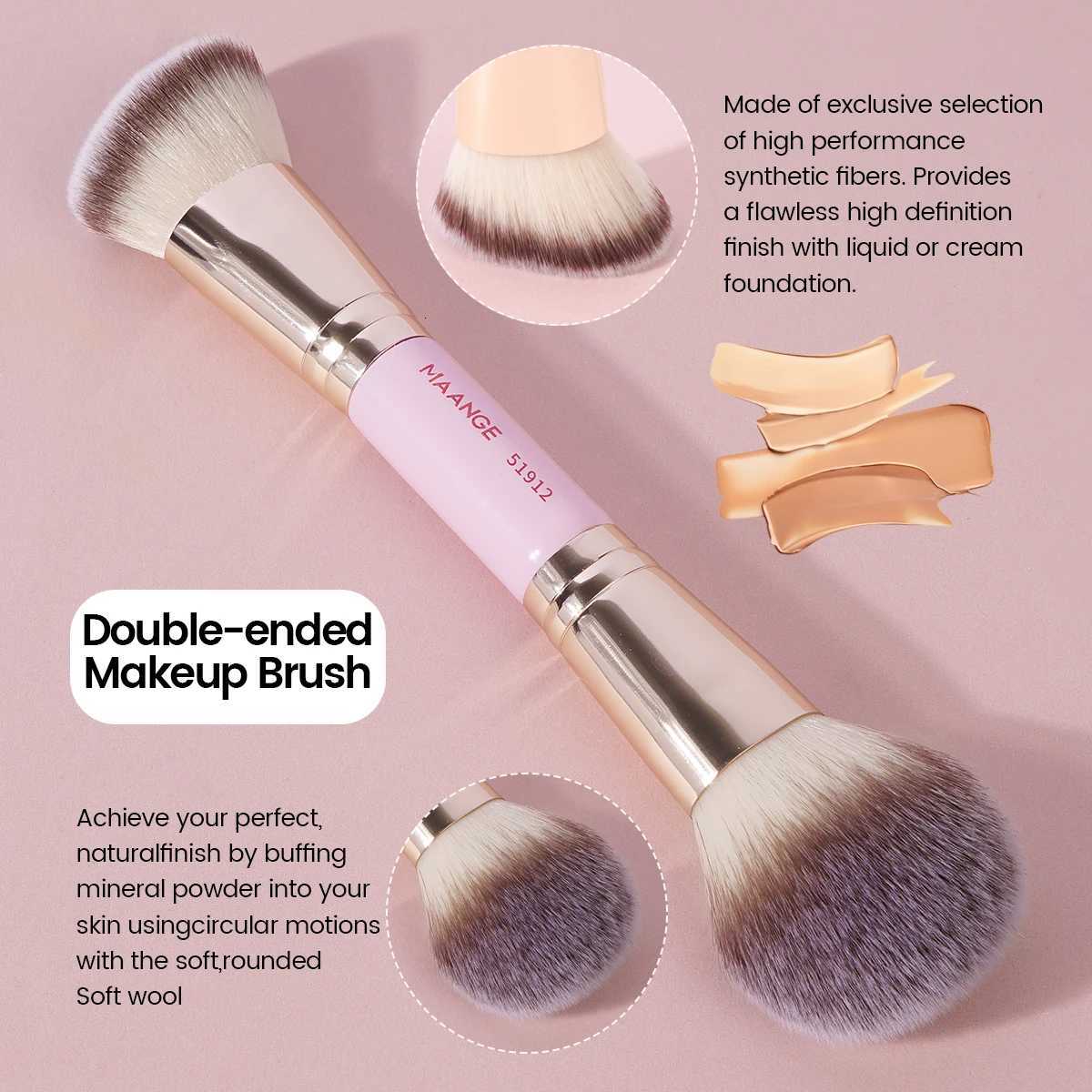 MAANGE Dual-end Makeup Brush for Foundation Powder Blush Contour Soft Dense Bristles Strong Powder Grabbing for Gifts Z260408