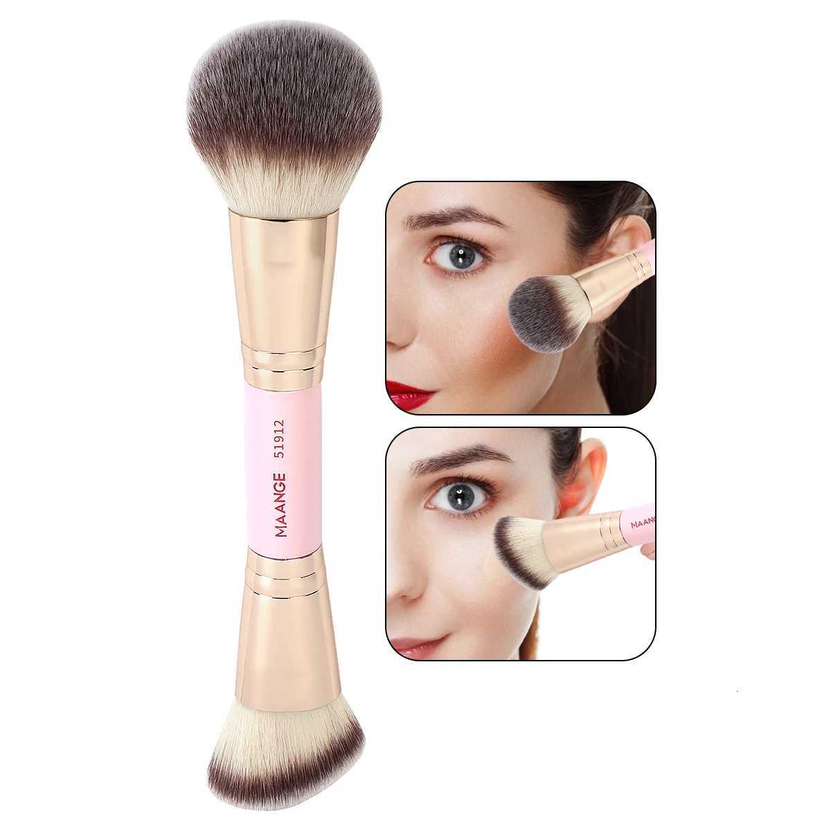 MAANGE Dual-end Makeup Brush for Foundation Powder Blush Contour Soft Dense Bristles Strong Powder Grabbing for Gifts Z260408