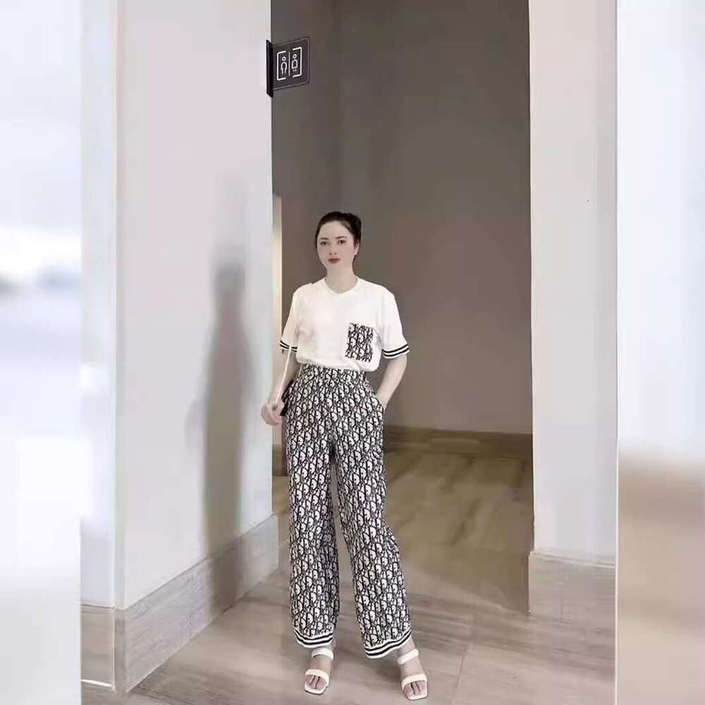 Popular Fashion Casual Wide Leg Pants For Women New Summer Loose Letter Printed Breathable Lightweight High Stretch Comfy Daily Wear Versatile