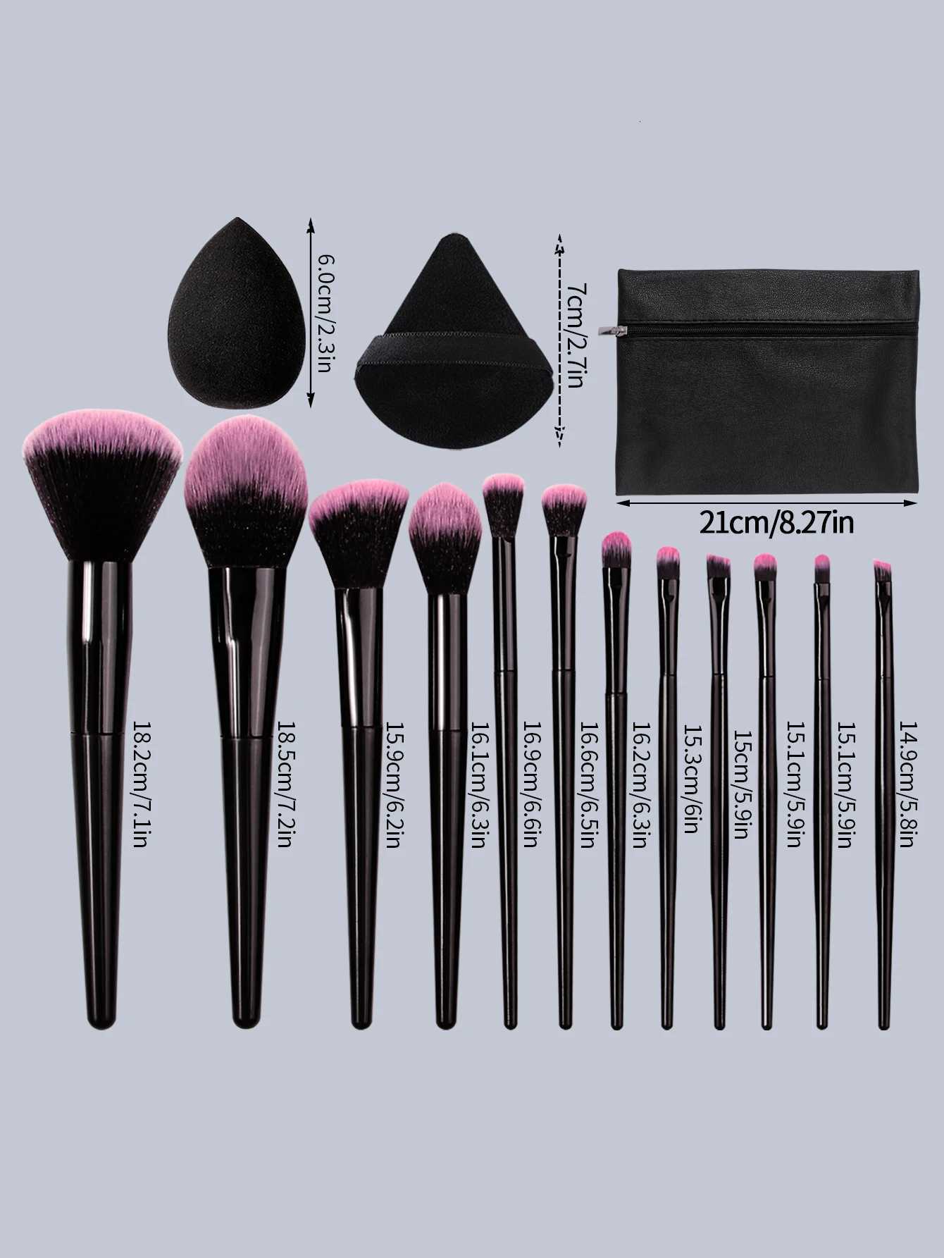 12PCS/13PCS/17PCS multi-purpose makeup brush set high resilience makeup sponge egg powder puff zipper storage bag Z260408