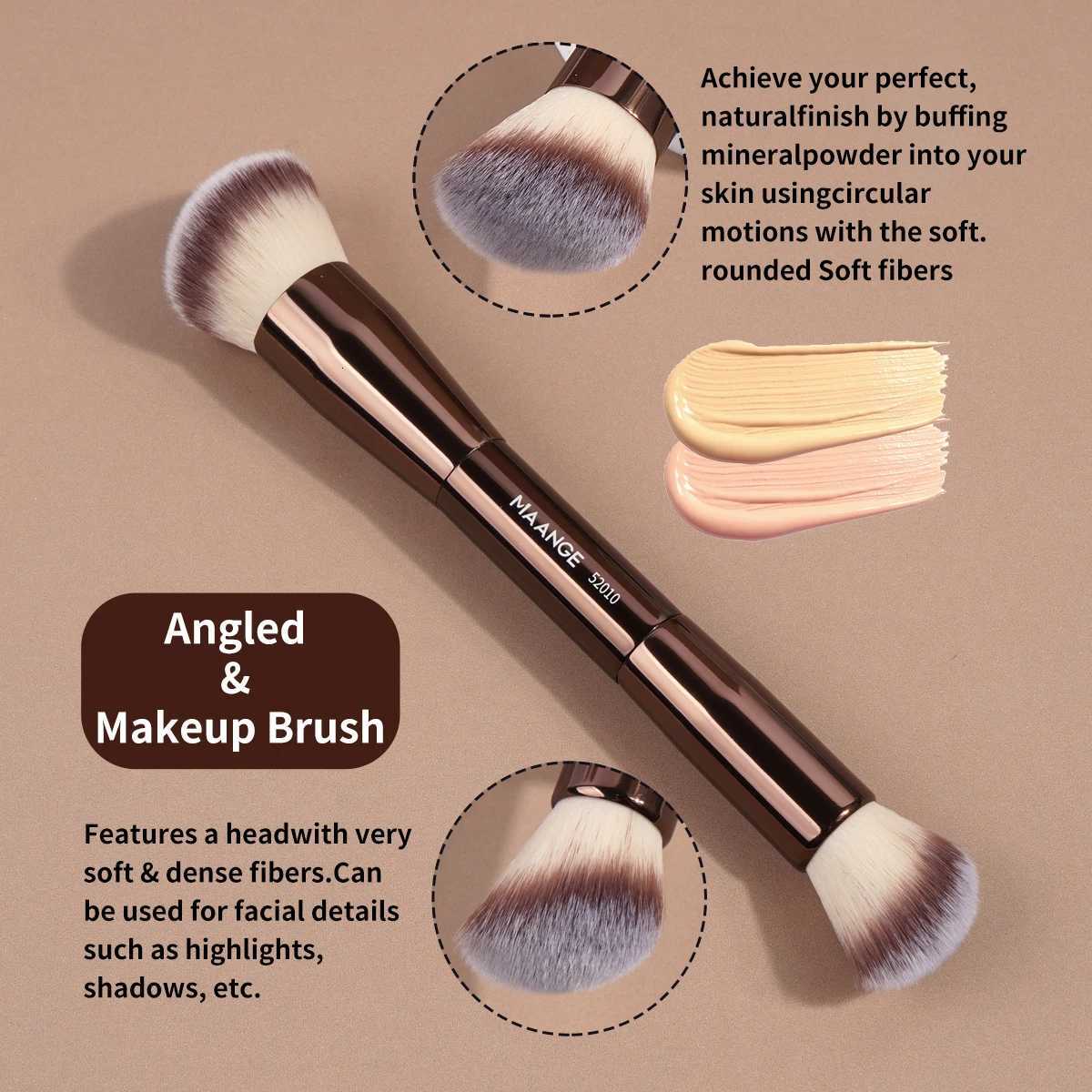 MAANGE 3pcs Professional Face Makeup Brushes Blush Brush Foundation Brush Loose Powder Brush Synthetic Soft Hair Makeup Brushes Z260408