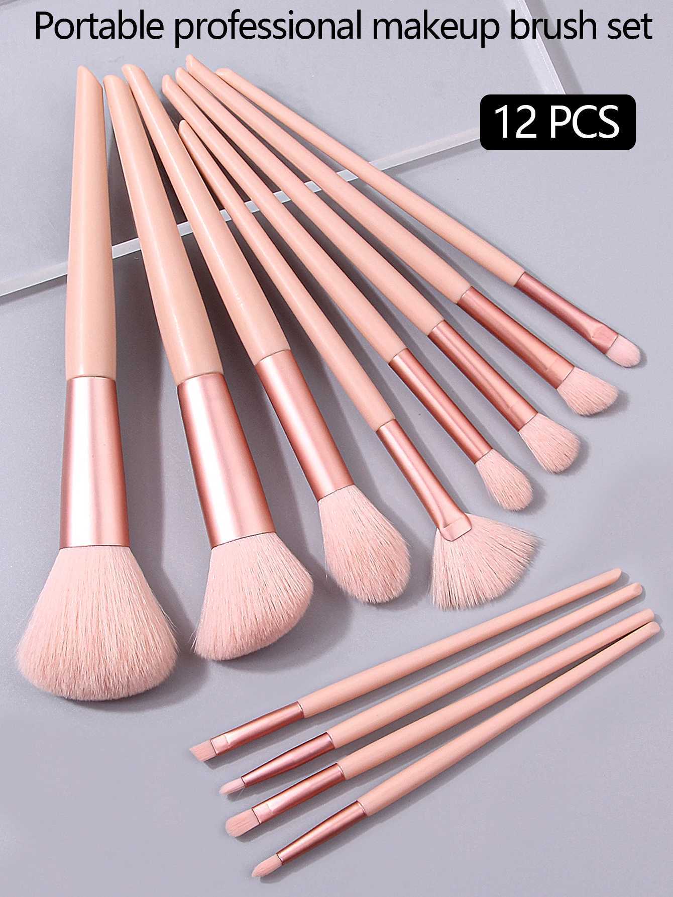12Pcs Pink Makeup Brush Set Make Up Concealer Blush Powder Brushes Eye Shadow Highlighter Foundation Brush Cosmetic Beauty Tools Z260408