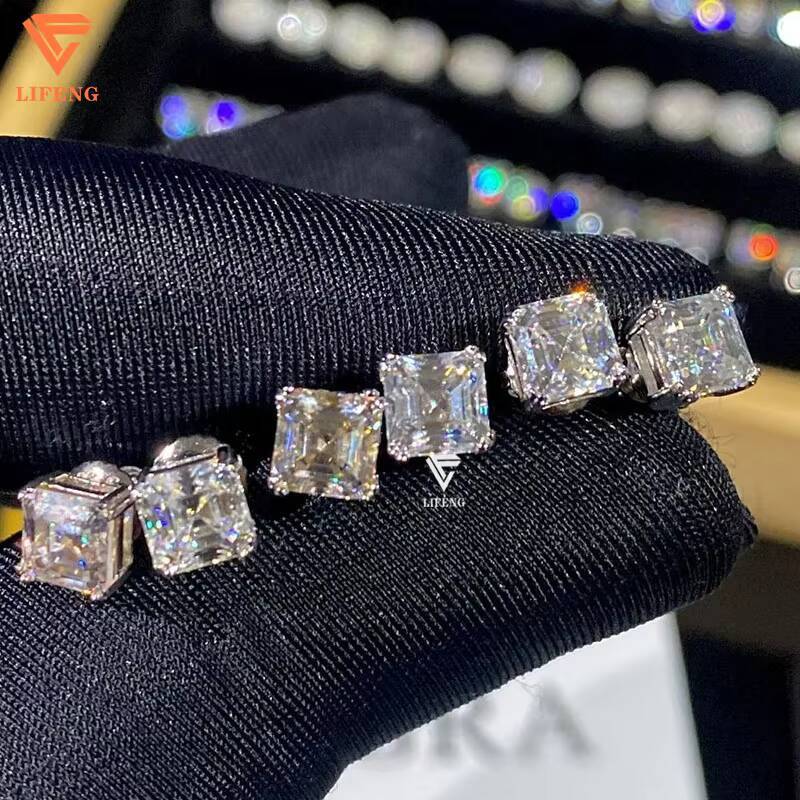 Fine Earrings Jewelry Wholesale 925 Sterling Silver Moissanite Earrings Women Diamond Ear-stud