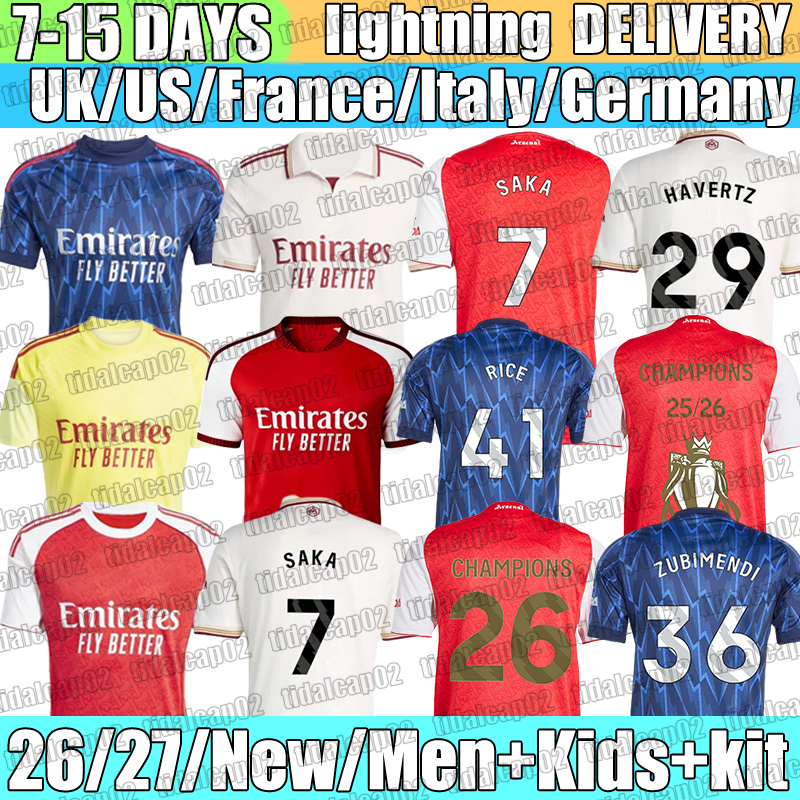SAKA #7 G.JESUS #9 arsenalJerseys EZE #10 ZUBIMENDI #36 HAVERTZ #29 Madueke #20 soccer Jerseys RICE #41 odegaard #8 MARTINELLI #11 Saliba #2 26 27 Football Shirt Men Kids Sets Kit