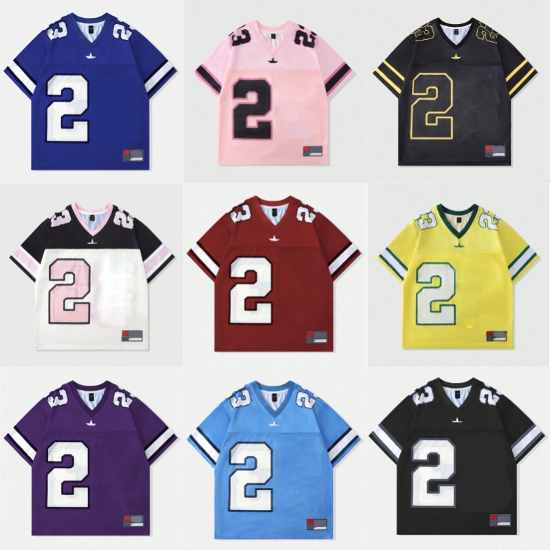 Men's Vintage Football Jersey T-Shirt Oversized Mesh V-Neck Short Sleeve Tee Fashion Streetwear Sports Hip Hop Party Daily t-shirts