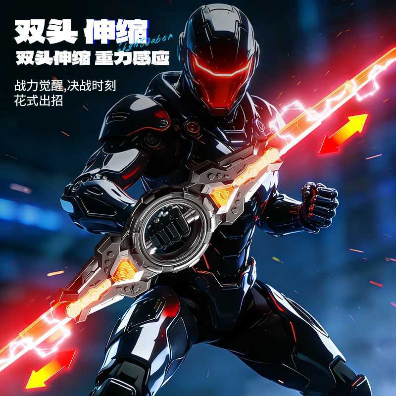 Fire spinning sword double-edged light sword childrens toy sword boys double headed telescopic bearing rotating knife lum C260408