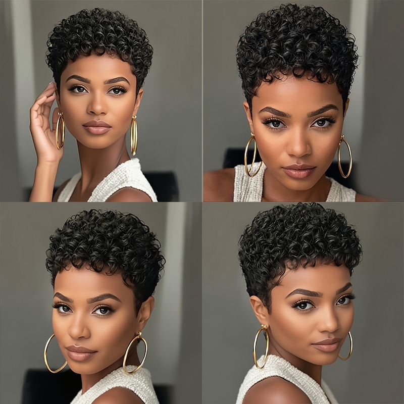 Synthetic Pixie Cut Straight Bob Wig For Ladies Long Lasting Style & Durability of Thermally Treated Material