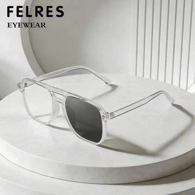 Double Bridge Pochromic Reading Glasses Men Women ner Clear Presbyopic Eyewear Outdoor Discolour Prescription Glasses 260408