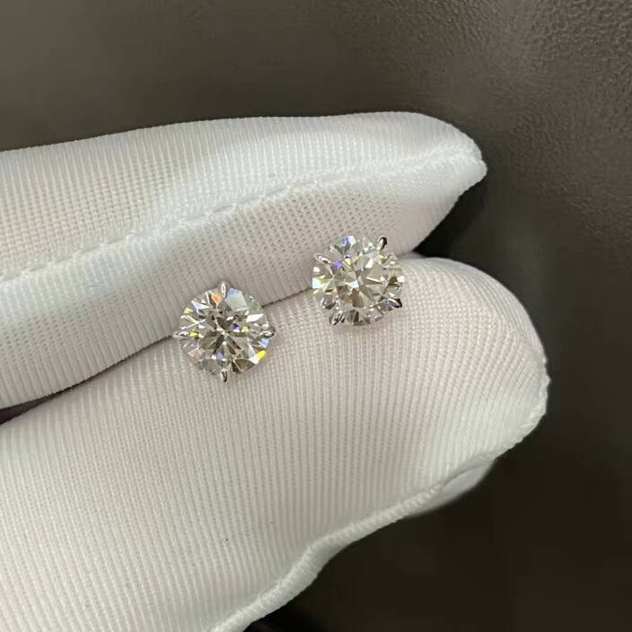 Custom 10k Solid Gold Earrings Stud 1CT Round Brilliant Cut Lab Grown Diamond Earring with Lab HPHT CVD Diamond