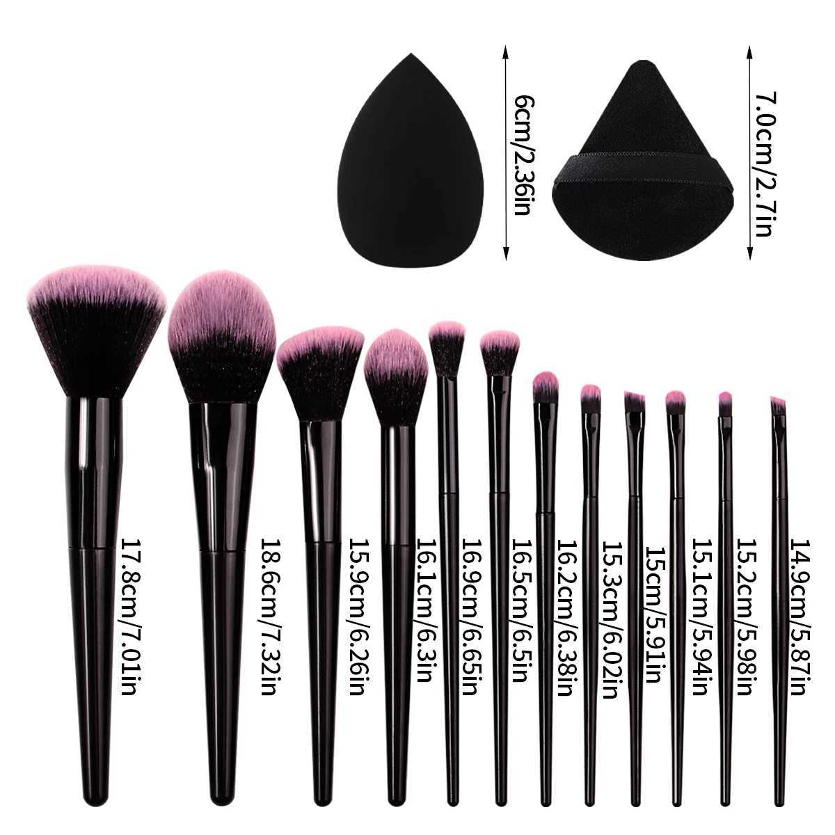 Hot-selling 12/16PC multi-purpose makeup brush set featuring ultra-soft makeup powder pads and sponge makeup eggs with all tools Z260408