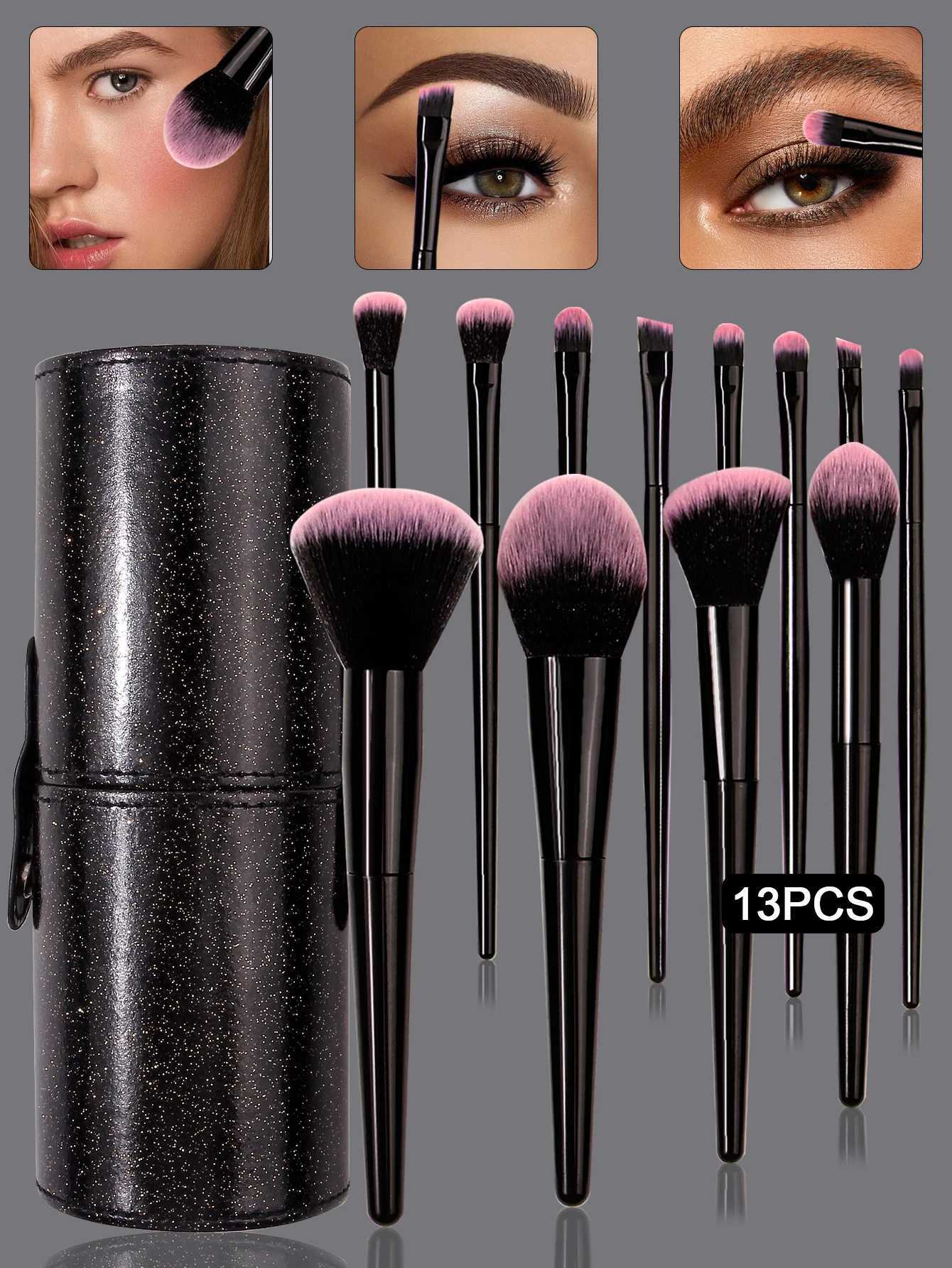 13pcs Soft bristle makeup brush set 12 loose brushes eyeshadow brushes lip brushes and comes with a storage bucket Z260408