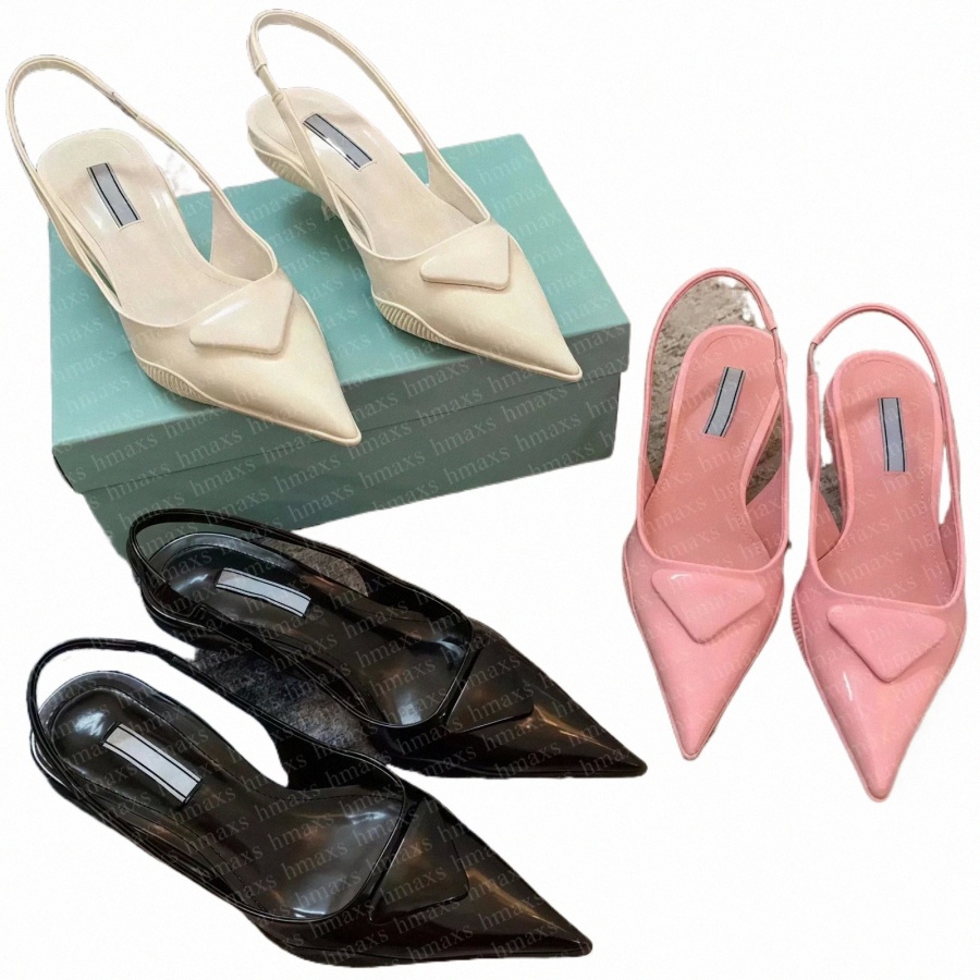 kitten Slingback Designer Sandals Women Heels Dress Shoes Pumps Black Leather Pointed Toe Sandals 3.5CM 7.5CM White Heel Comfy Fashion Loafers Sandal E1Xy#