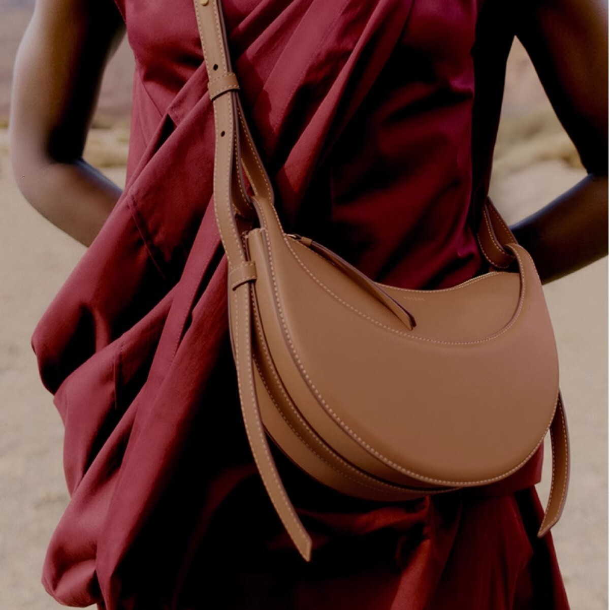 Adjustable Leather Crescent Bag, Women's Pebbled Leather Shoulder Handbag, Spacious Daily Crossbody Tote