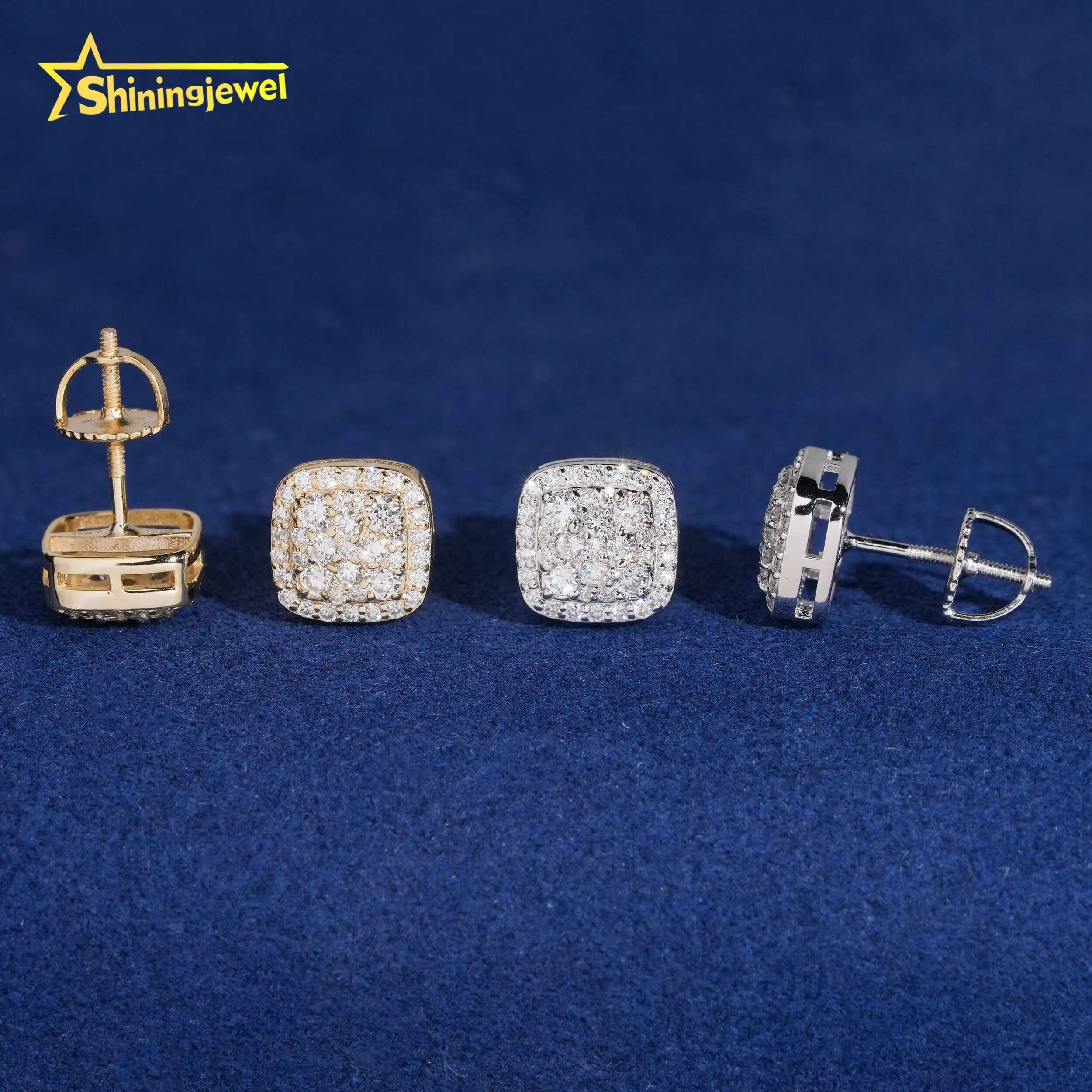 Wholesale Price Fine Jewelry Pass Diamond Test Hpht Lab Grown Diamonds 925 Silver Gold Plated Screw Back Stud Earrings