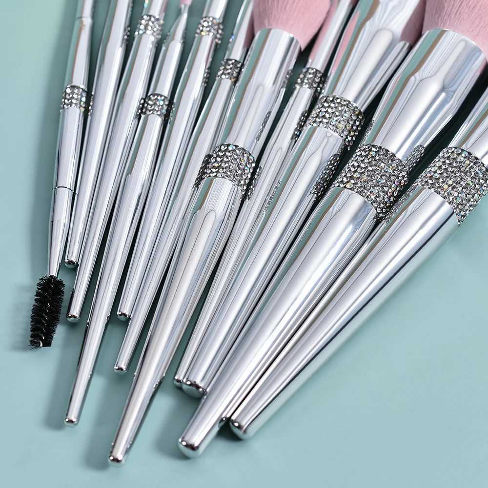 New 11 Pcs/set Diamond Makeup Brushes Set Powder Foundation Blush Contour Eyeshadow Brow Lashes Cosmetic Brushes Beauty Tools Z260408