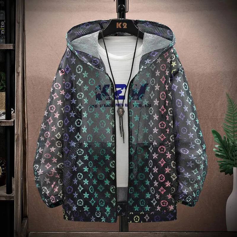 New men's summer hollow jacket trendy youth breathable ultra-thin sunscreen outdoor clothing