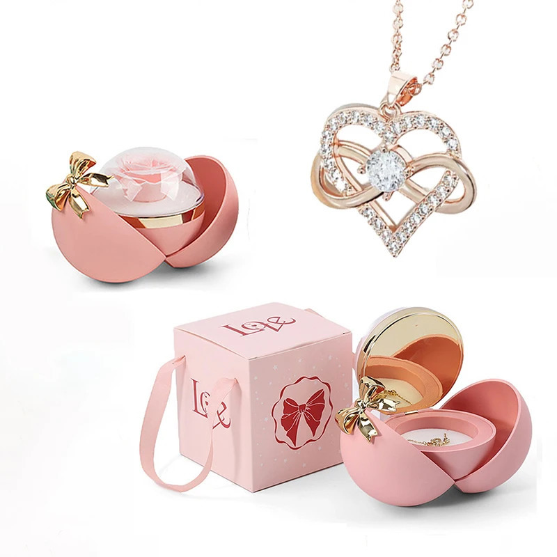 I Love You Pendant Necklace With Bowknot Globular Gift Box Suitable For Girlfriend Birthday And Mother Day Jewelry 260408