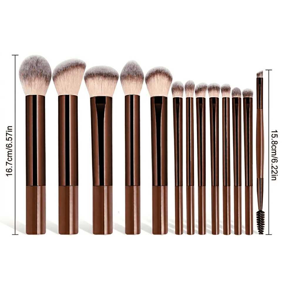 13PcsProfessional Makeup Brush Set With Bag and 2 Puffs Cosmetic Brush Set Metal Frame Multiple Brushes Including Eyeshadow Z260408