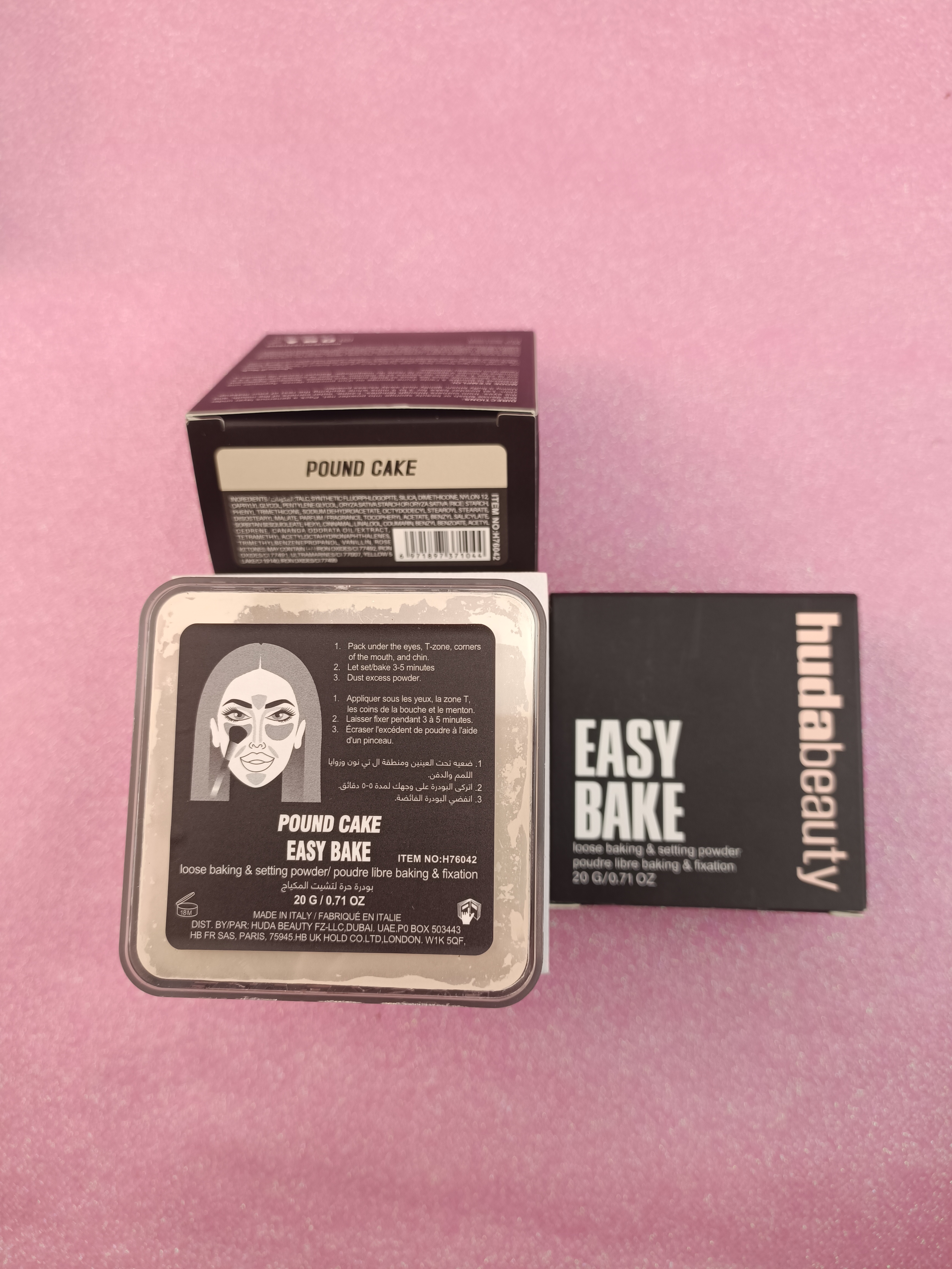 Huda Beauty Pound Cake Monochrome Loose Powder Compact 20g Cherry Blossom Setting Powder Ideal For Baking Oil Control & Long-Lasting Flawless Smooth C