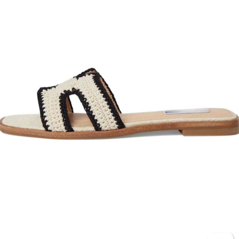 2026 hot classic versatile woven designer slippers for summer outdoor home travel beach flat slippers for women
