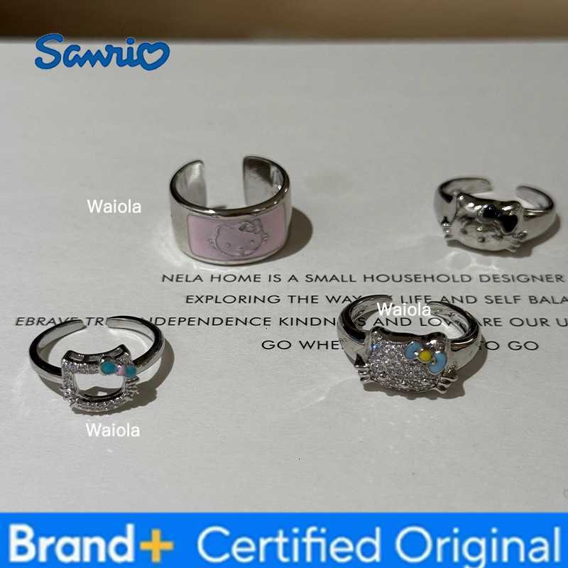 Sanrio Cute KT Cat Ring for Women Versatile Open Rings Versatile Index Finger Jewelry Anime Hello Kitty Girls Model Toy Gifts H260408