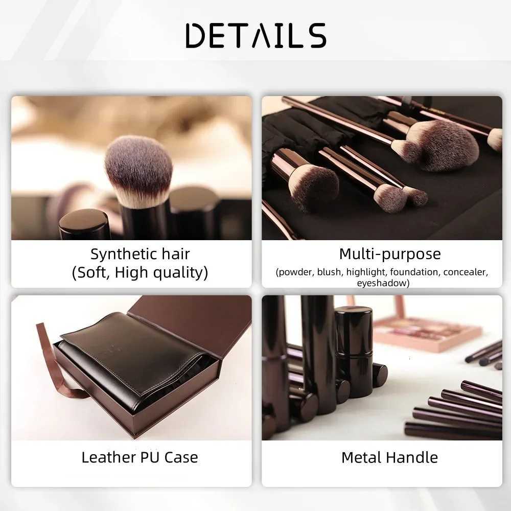 Hourglass Vegan Makeup Brush Set 7pcs High Quality Synthetic Hair Metal Handle Travel Cosmetic Brushes Kit with Pouch Box Z260408