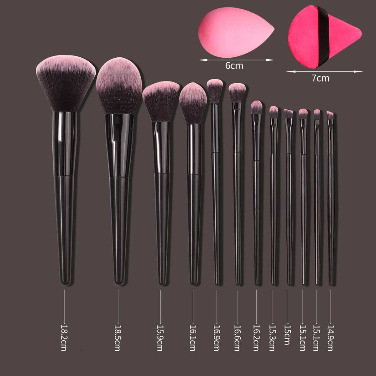 High-end makeup tools 12 soft-bristled makeup brushes 2 water-drop sponge eggs and 2 double-sided triangular powder puffs Z260408