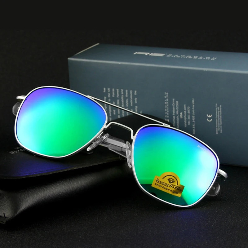 RE RANDOLPH Mens Pilot Sunglasses AGX - UV400 Mirror Tempered Glass Lens, Orange/Green Adumbral Lens, PC Frame, Sports Casual Military Aviator Style,  - view 6