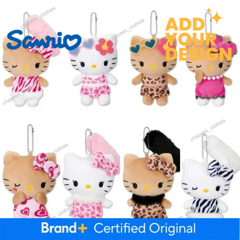 NEW Sanrio Avail Hello Kitty Bikini Long Tail Plush Kawaii Leopard Zebra Print Kt Doll Pendant Kitty Cat Stuffed Toy Bag Charm