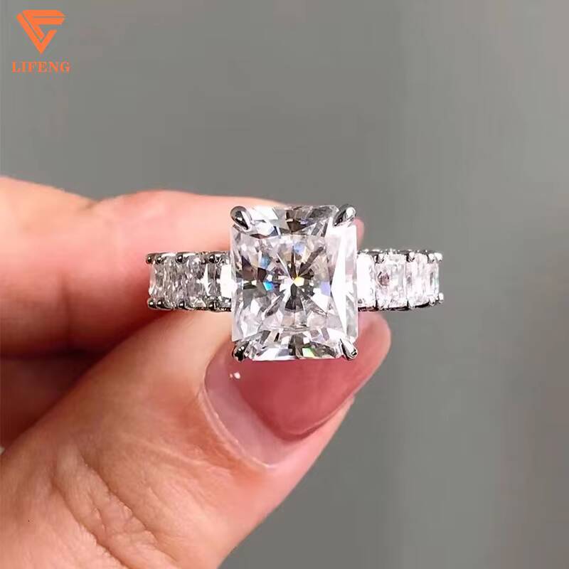 Lifeng Jewelry Custom 18k White Gold VVS Moissanite Wedding Rings Women Engagement Diamond Ring
