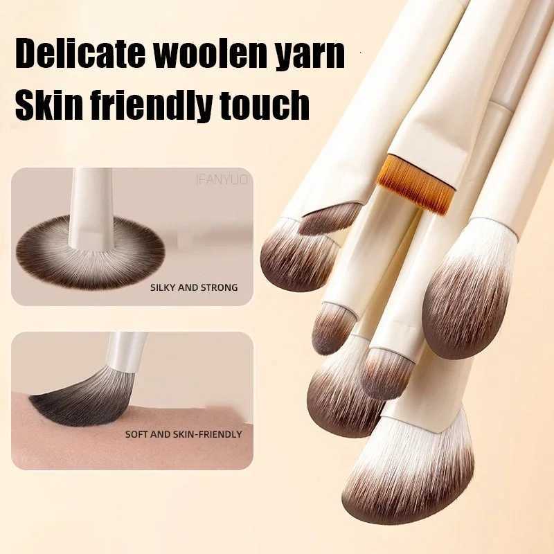 5/6/8/10pcs Natural Eye Makeup Brushes Set Detail Eyeshadow Brush Makeup Brush White Ultra Soft Eyeshadow Eyeliner Makeup Tool Z260408