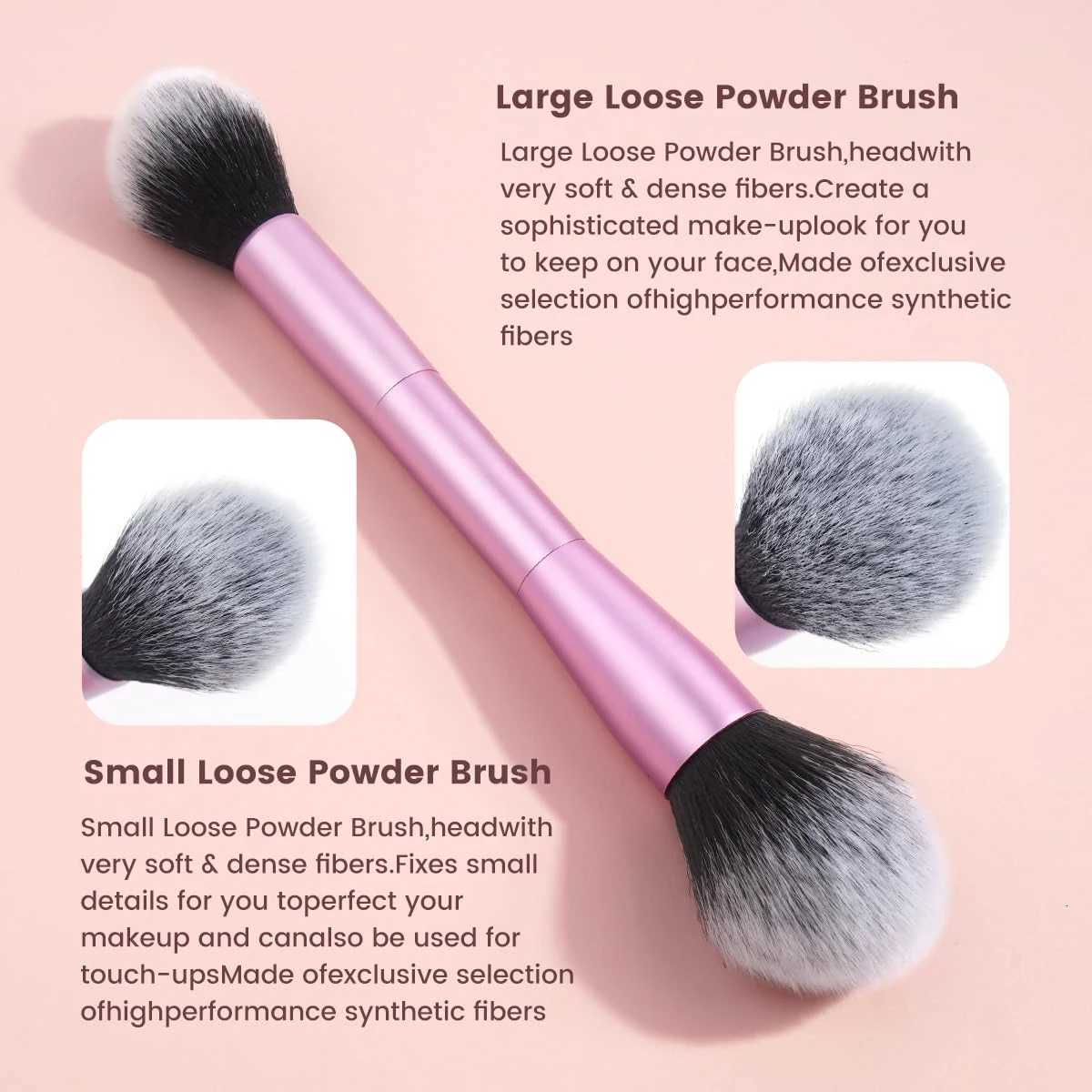 15 PCS Makeup Brushes Double-ended Makeup Brush Set Double Sided Angled/Round Top Brush Foundation Contour Blending Eyebrow Eyes Z260408