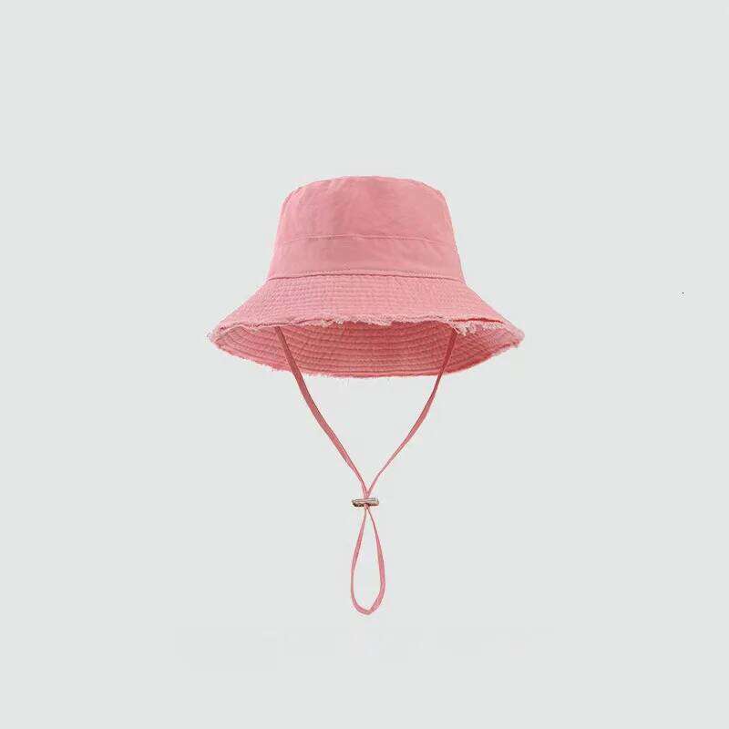 Summer Fisherman Cap For Women Pink Large-Brimmed Bucket Hat Outdoor Beach Travel Sunshade Panama Hats