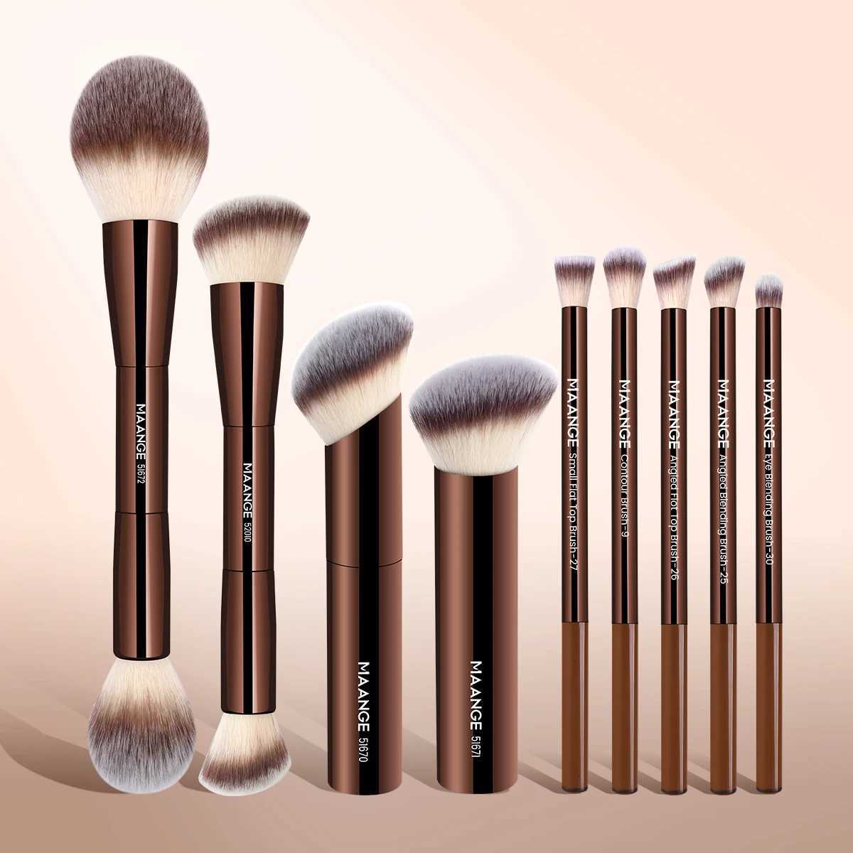 MAANGE 9Pcs Makeup Brushes Foundation Brush Contour Concealer Eyeshadow Brushes Multi Functional Mixing Liquid Cream Cosmetics Z260408