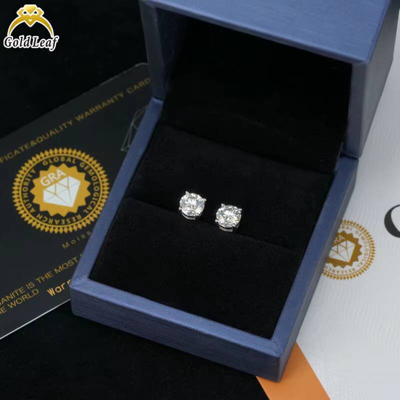 2CT Round Brilliant HPHT CVD Lab Grown Diamond Earring Lab Diamond Jewelry Earrings Women Men Push Screw Stud Earrings