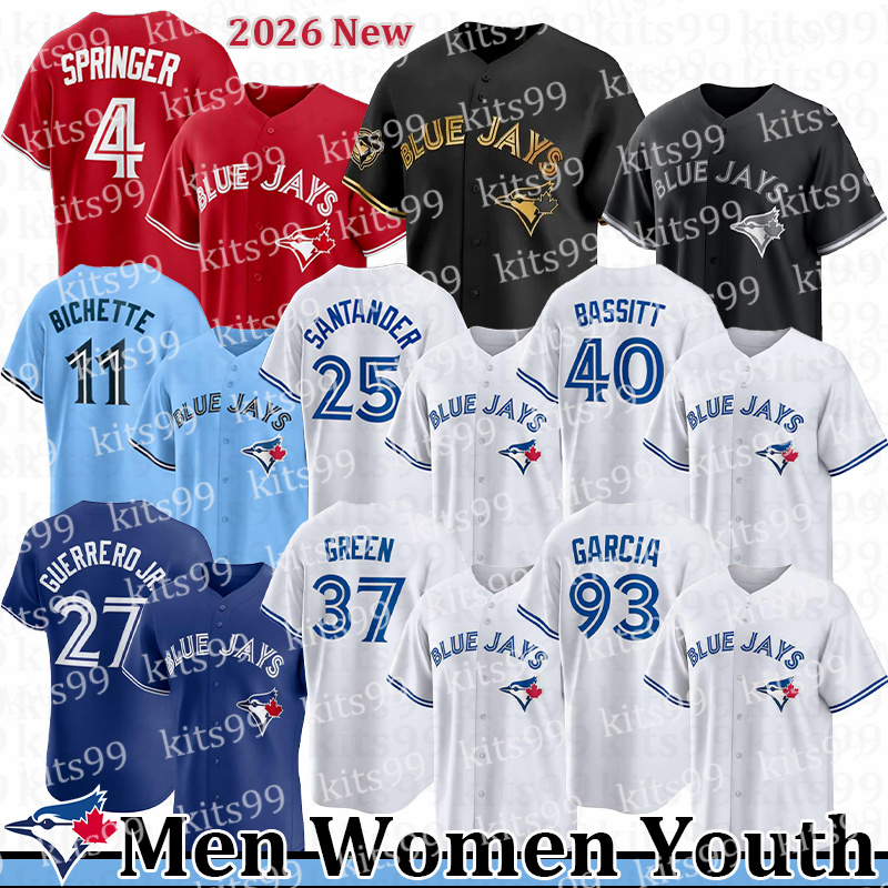 #27 Vladimir Guerrero Jr. Jersey #11 Bo Bichette Jersey #4 George Springer Blue Jays Kevin Gausman Kazuma Okamoto Alejandro Kirk Davis Schneider 2026 Baseball Jerseys