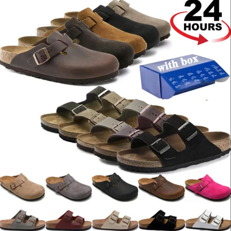 Designer Clogs Sandals Clog Slippers Cork Flat Fashion Summer Leather Slide Favourite Beach Casual Shoes Women Men Size 35-46