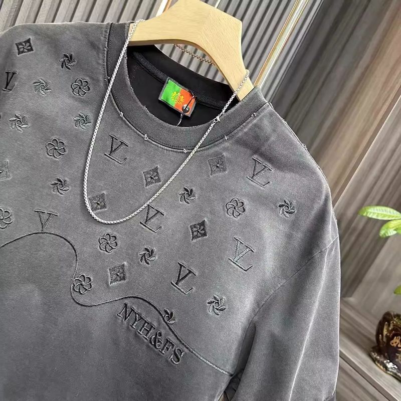 Luxury Brand Designer Clothes Men's Summer Round Neck Embroidered Short Sleeve T-Shirt New Trendy Gradient Fashion Versatile Casual Half Sleeve C