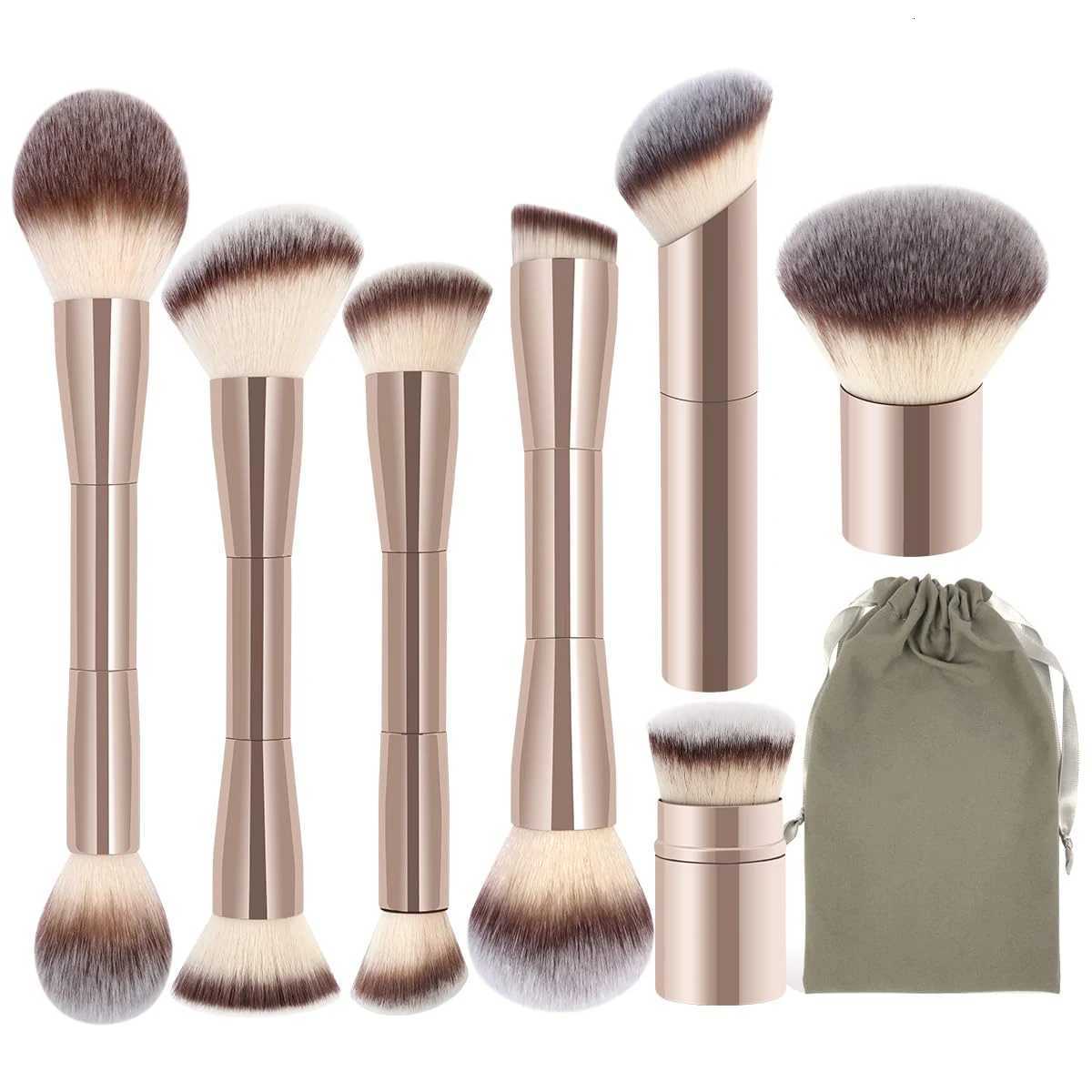 7pcs Makeup Brush Set Double Sided Kabuki Makeup Brushes Contour Brush for Foundation Liquid Powder Concealer Cream Cosmetics Z260408