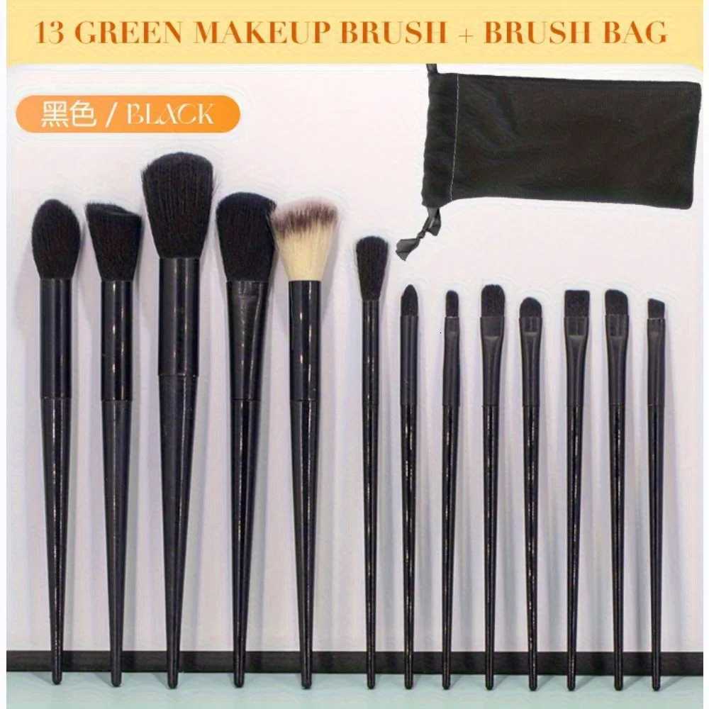 Black makeup brush set 13 pieces of makeup tools set high-quality synthetic primer concealer eye shadow powder blusher makeu Z260408