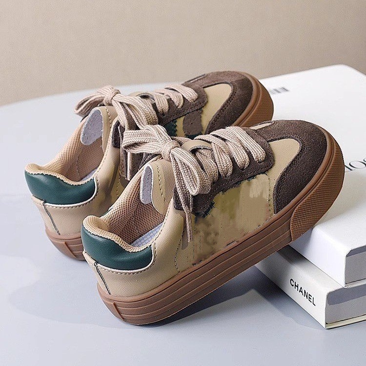 Big Kids Retro Casual Sneakers school shoes for Unisex Children Fashion Color Block Lace Up Shoes outdoor soft sol for Boys Girls Free Shipping size 2