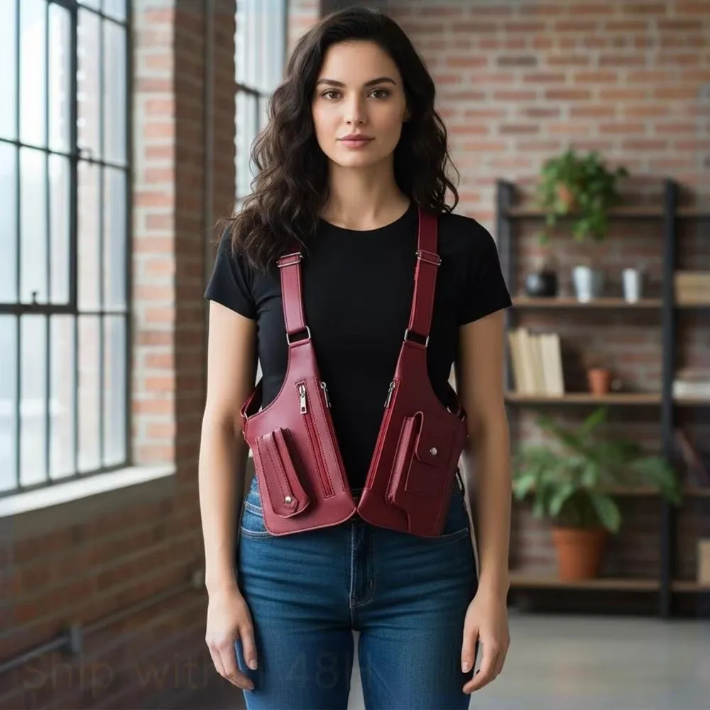 Vintage Double Shoulder Armpit Bag Adjustable Strap Steampunk Underarm Strap Wallet Pocket Gothic Waterproof 260407