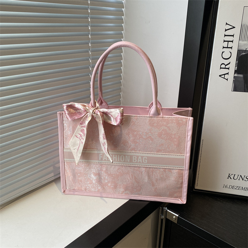Embroidered Floral Tote Bag for Women - Premium PU Leather Handbag with Silk Scarf, Luxury Large Capacity Shoulder Bag