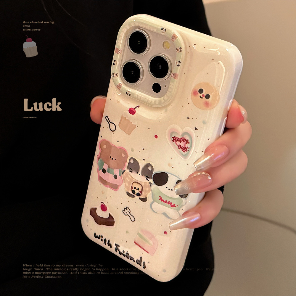 Cute Dessert Animal Case for iPhone 15 Pro Max 14 Silicone Shockproof Cover