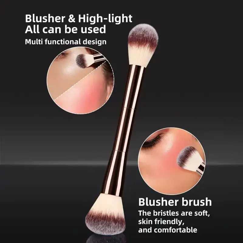 Double-Ended Makeup Brush Set Nylon Bristles Metal Handle Unscented All Skin TypesMultifunctional Metal Rod for Buffing Z260408