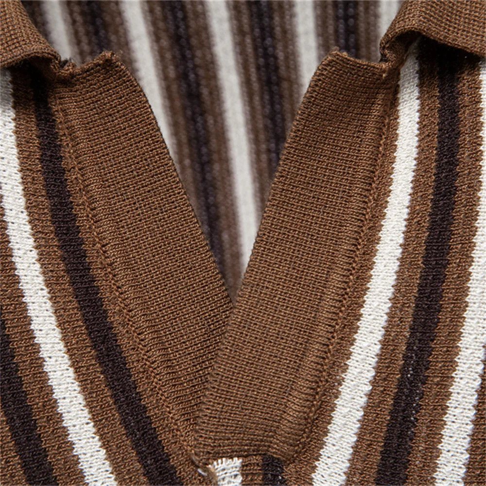 Summer Mens Polo Shirts 2026 Stripe n Ice Silk Short Sleeve Cool Touch Breathable Casual Outdoor Polo Shirt for Men 260407