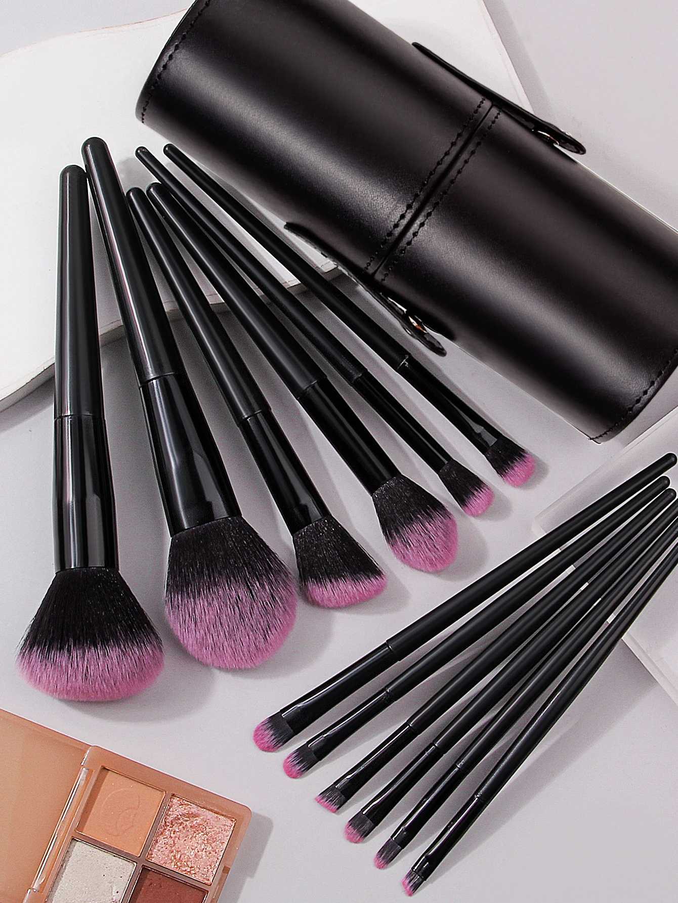 19PCS set of 12 makeup brush sets 3pcs triangular powder puff 3pcs non-powder makeup egg 1pcs makeup brush storage bucket Z260408